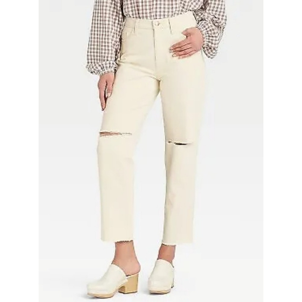 Universal Thread Super High Rise Vintage Straight Jeans Off White Size 12